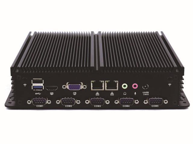 Fanless Industrial PC Rugged Computer IPC Mini PC Windows 10 Pro/ Linux with Intel Quad Core J1900 6 COM 2 LAN 3G 4G WiFi Support SIM Slot 8G RAM 128G SSD Partaker I13