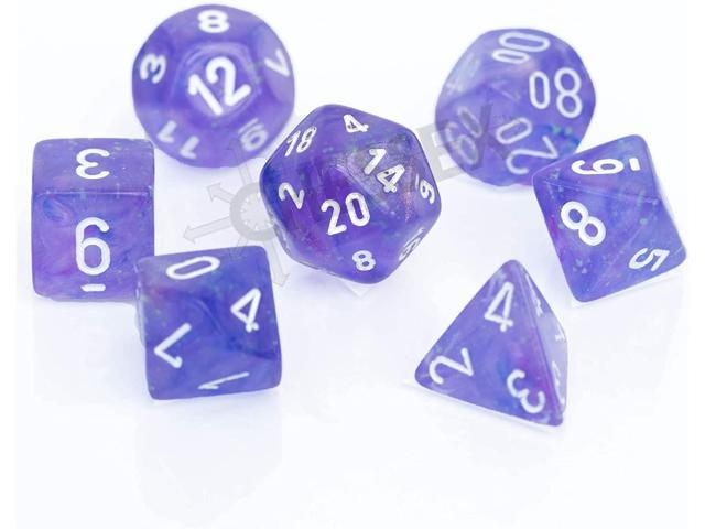 Luminary 20 Sided D20 Chessex Dice 6 Pieces Sky with Silver Numbers 