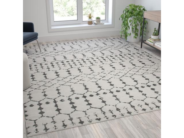 Photo 1 of USED: Geometric Bohemian Low Pile Rug - 8' x 10' - Ivory/Gray Polyester