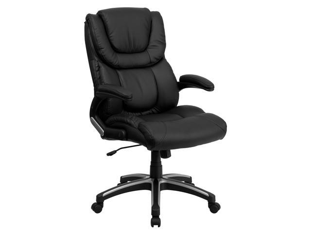 High-Back Black Leather Executive Swivel Office Chair
