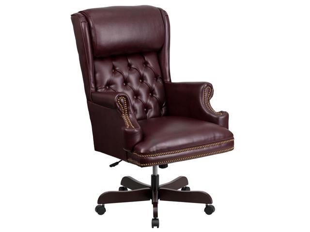 High Back Traditional Tufted Burgundy LeatherSoft Executive Ergonomic ...