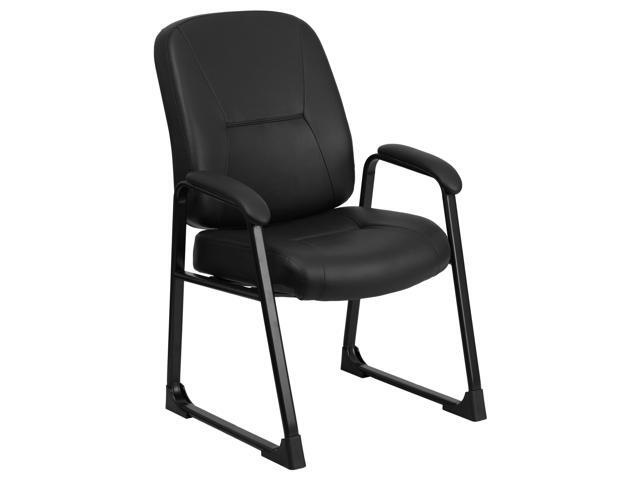 Hercules Series Big Tall 400 Lb Rated Black Leather Executive Side Chair With Sled Base Newegg Com