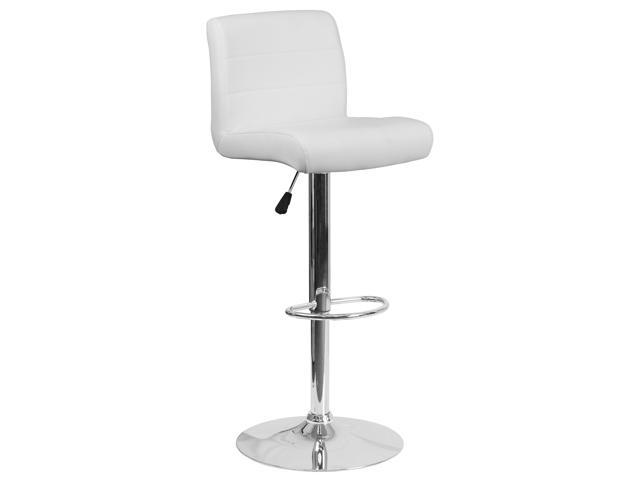 Photo 1 of Contemporary White Vinyl Adjustable Height Barstool with Rolled Seat and Chrome Base (MINOR STAIN BUT NEW)