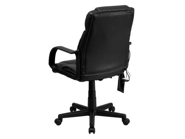 Mid Back Ergonomic Massaging Black Leathersoft Executive Swivel Office