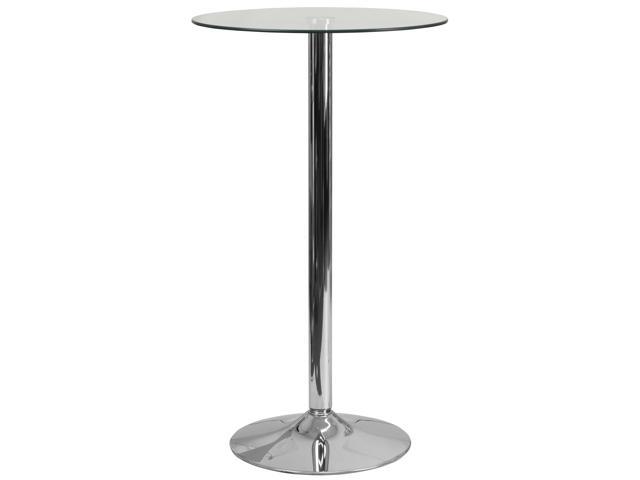 Photo 1 of 23.75'' Round Glass Table with 41.75''H Chrome Base