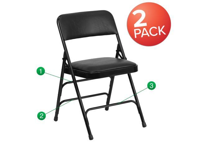 black padded metal folding chairs