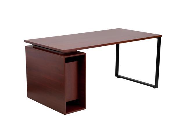 Mahogany Computer Desk With Open Storage Pedestal Newegg Com Mahogany Computer Desk With Open, Flash Furniture Computer Desk With 3 Drawer Pedestal Mahogany