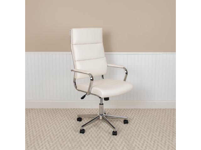 Photo 1 of High Back White LeatherSoft Contemporary Panel Executive Swivel Office Chair