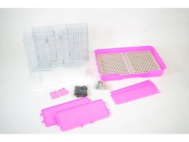 Homey Pet-3 or 1 Tiers Chinchilla Ferret Rabbit Small Animals Crate with Pull Out Tray Urine Guard and Casters in Pink//Blue//Brown
