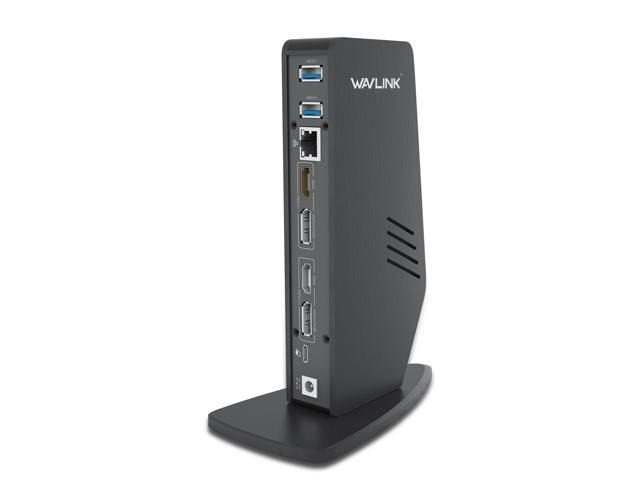 Wavlink USB-C Dual 4K USB-C/A Docking Station with Dual 4K@60Hz&Single 5K, 2 x DisplayPort1.2, 2 x HDMI, 3 x USB 3.0, 2 x Type-C ports, Gigabit Ethernet, Certified by DisplayLink For Windows Mac OS