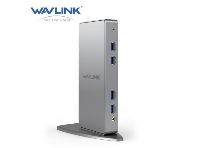 Wavlink USB 3.0 Universal Docking Station, Vertical Aluminum Laptop Docking Station, Dual Monitor Display USB3.0 Dock For HDMI/DVI/VGA, Gigabit Ethernet, 6 USB 3.0 Ports, Audio, For Windows & Mac