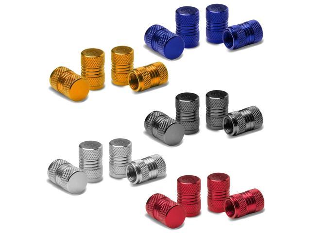 DNA Motoring VCAP-RT-024-SL Meshed Style Polished Aluminum Silver Chrome Tire Valve Stem Caps (Pack of 4)
