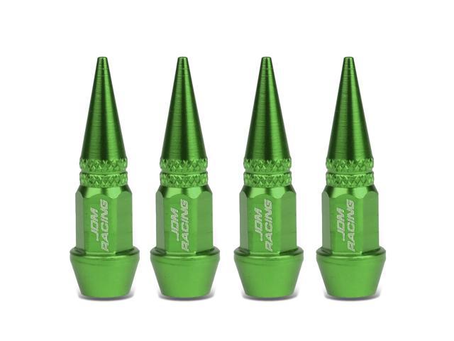 45mm Anodized Aluminum Spike Style Green Tire Valve Stem Caps Pack of 4
