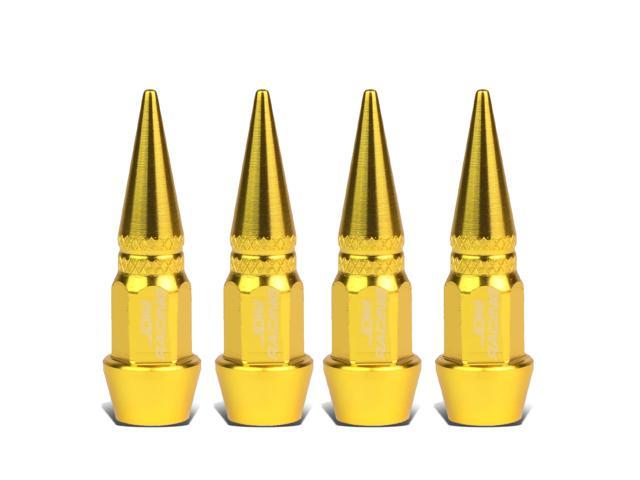 DNA Motoring VCAP-ZTL-9007-GD 45mm Anodized Aluminum Spike Style Gold Tire Valve Stem Caps (Pack of 4)