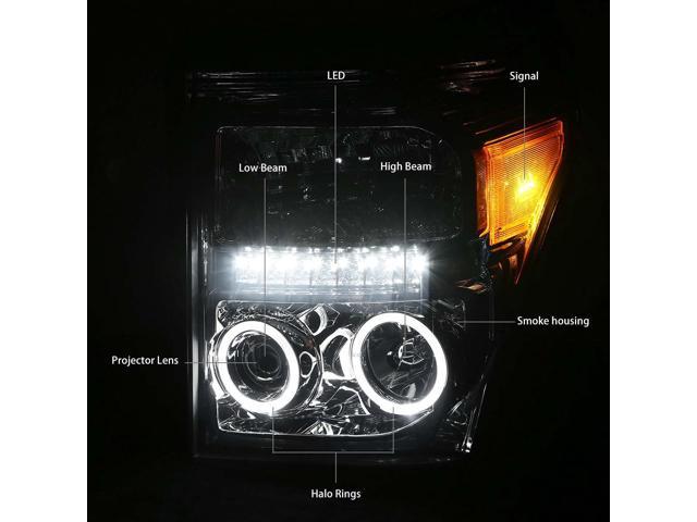 DNA Motoring HL-HPL-LED-FSU13-SM-AM For 2011 to 2016 Ford F250