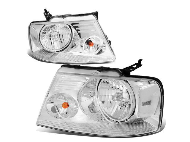 DNA Motoring HL-OH-F1504-CH-CL1 For 2004 to 2008 Ford F150 11th Gen Chrome Housing Clear Corner Headlight Headlamp 05 06 07 Left + Right