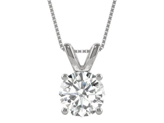 Charles & Colvard Moissanite Solitaire Pendant – 14K White Gold, 0.80 Ct Round 6MM, 18" Chain - View #9