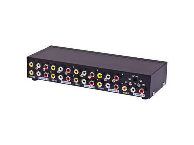 axGear Video Audio 3 RCA Composite AV 8 Ports Selector 8-Way Splitter Box New