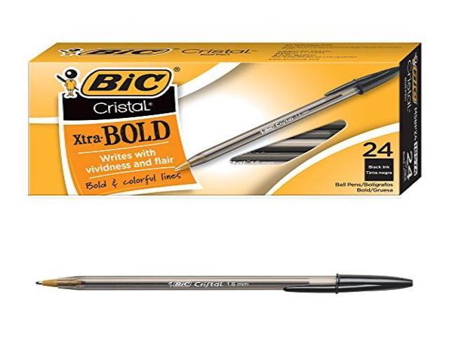 Bold Point Black New 1.6mm Cristal Xtra Bold Ballpoint Pen 24-Count 