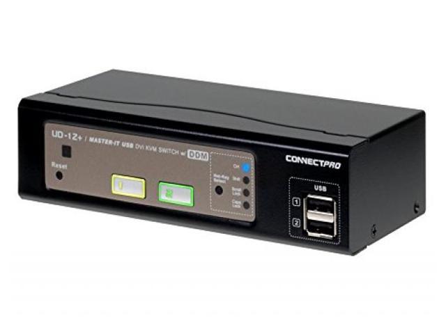 connectpro ud-12+kit, 2-port usb dvi kvm switch w/ ddm & multi-hotkey