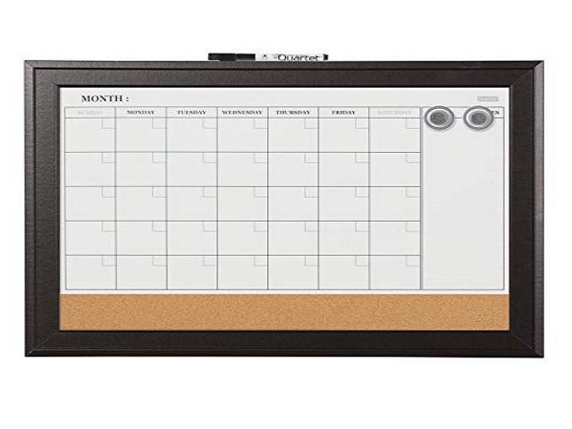 Quartet Combination Magnetic Whiteboard Calendar & Corkboard 23x17 Black