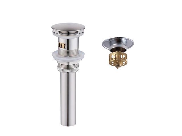 Kes Pop Up Sink Drain Stopper With Strainer Basket Hair Catcher Bathroom Sink Drain Assembly Overflow Brushed Nickel S2012a 2 Newegg Com