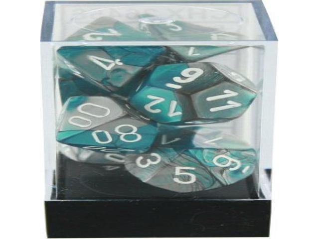 CHESSEX DICE RPG SET - 7 Dice White Polyhedral Dice Block Lustrous Slate 