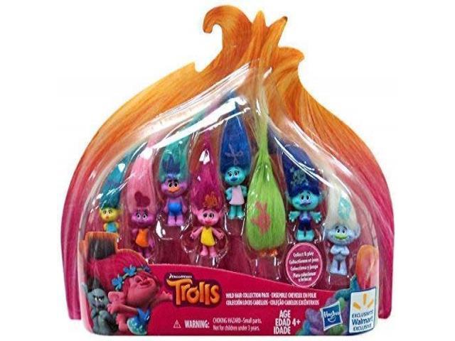 NEW Hasbro DreamWorks Trolls Wild Hair Collection Pack 8 Figures Printed Hair