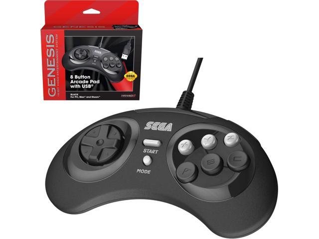 Retro-Bit Official Sega Genesis 8-Button Arcade Pad- USB Port - Black - PC/Mac
