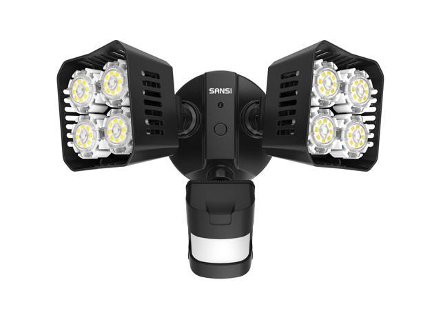 SANSI LED Security Light, 30W, 250W Equivalent, 3400lm, 5000K Daylight, Waterproof, Motion Sensor Outdoor Light, Floodlight, Wall Light, Ceramic Heat Dissipation, Square, Black