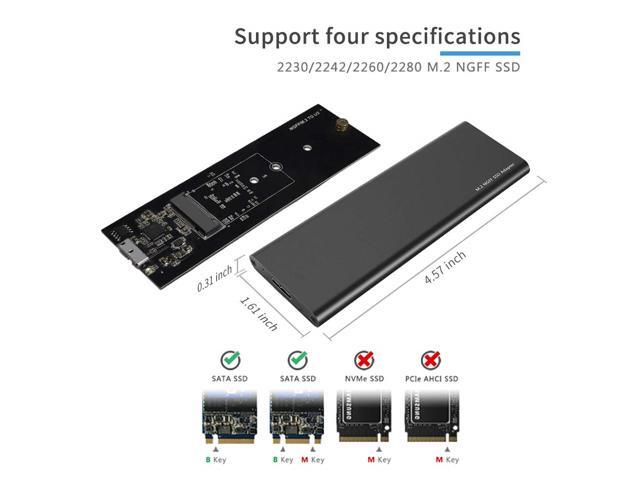 Support Ngff M.2 2280 2260 2242 2230 Ssd with Key B//Key B+M M.2 Ngff to Usb3.0 Vaorwne M.2 Sata Ssd to USB 3.0 External Ssd Reader Converter Enclosure with Uasp Grey