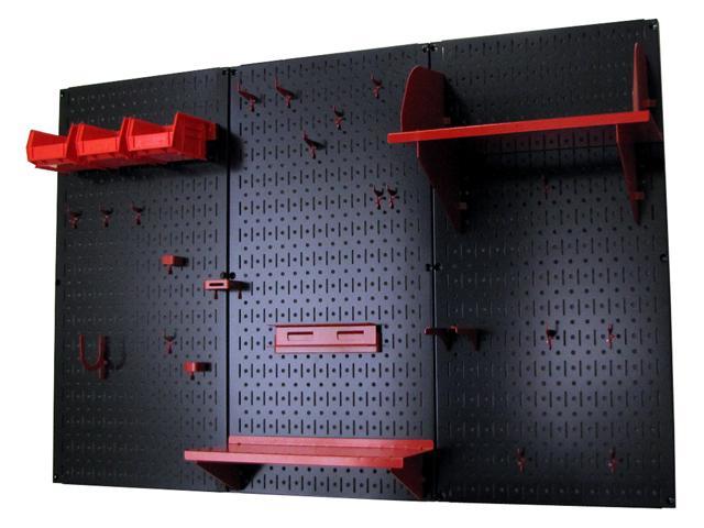 Wall Control Metal Pegboard Standard Tool Storage Kit Red Black Peg Accessories