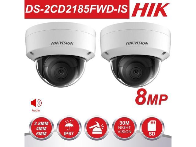 New Hikvision Original English version DS-2CD2185FWD-IS 8MP Outdoor Dome ip Camera H.265 Updatable CCTV Camera With Audio and Alarm Interface security kamera, (8MP, 2.8 Fixed Lens, 2Pcs)