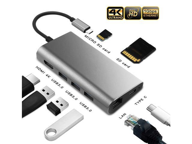 Type C USB 3.1 to  4K HDMI USB 3.0 Adapter Cable SD TF Card Reader For Macbook 