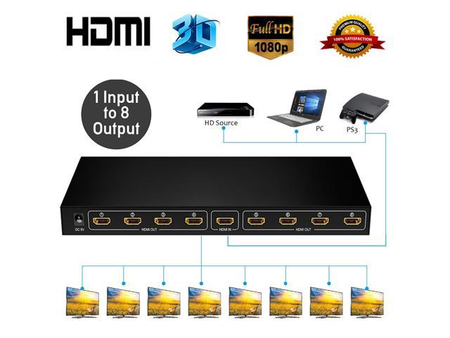 HDMI Splitter - 8-Port - 3D 1080P - HDMI Splitter 1 In 8 - 8 Way HDMI Splitter - HDMI Port Splitter -For PS 3/4, Xbox, HDTVs, projectors, PC monitors,Blu-ray DVD player Audio/Video Splitters - Newegg.com