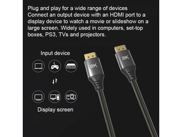 Noir Pour la connexion de PC/notebooks à écrans et projecteurs 3840 x 2160 @ 60 Hz CSL-Computer Câble DisplayPort vers HDMI DP 1.4 UHD 2160p HDR HDCP 2.3 2 m 