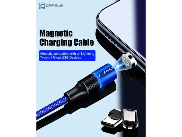 Magnetic QC3.0 Charging CAFELE in 1 Magnetic Phone Charger [2-Pack, 4ft] Nylon Braided Magnet Charger Cable Compatible with Micro USB, Type C Smartphone and Device-Blue - Newegg.com