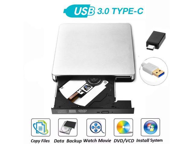 External CD Drive USB 3.0 Portable R/W Optical Drive High Speed Data Transfer Slim CD DVD Burner Recorder CD ROM for Laptop Notebook PC Support Windows/Vista/7/8.1/10, Mac OSX (Silver)