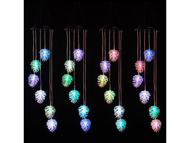 Solar Power LED Color Changing Pine Cones Wind chime Light Outdoor Garden Lamp 