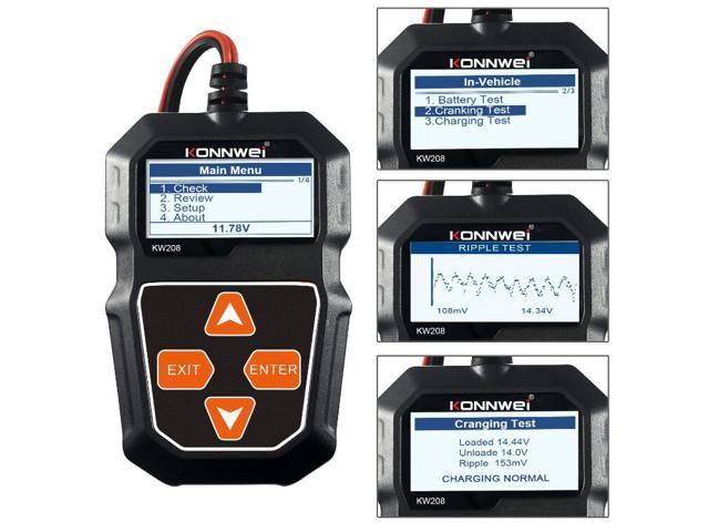 KW208 Battery Tester Car Digital 100-2000CCA 12V Cranking Charging System Tests