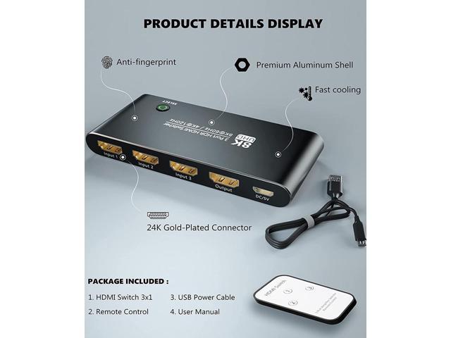 NÖRDIC 8K HDMI Switch 2 till 1 8K60Hz 4K120Hz