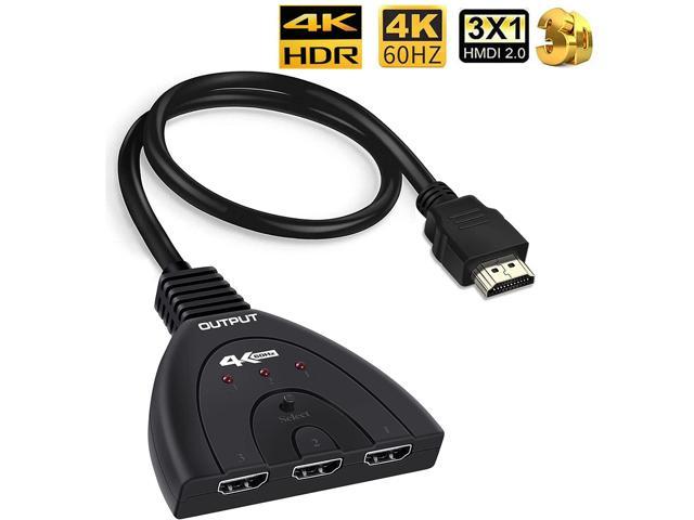 HDMI Switcher HDMI Switch 4K, Automatic 3 Ports HDMI Splitter Switch with  Pigtail HDMI Cable, HDMI Switch 3 in 1 Out Support HDCP 2.2 Full HD 4K  1080P 3D for Fire Stick