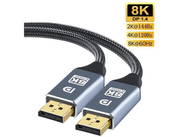 8K 60Hz DisplayPort Cable 3.3FT,Jansicotek DP 1.4 Male Ultra High Speed Cord for Laptop/PC/TV/Gaming Monitor,Support Bandwidth of 32.4Gbps, 4K@144Hz, 2K@165Hz, 1080P@240Hz - Gray