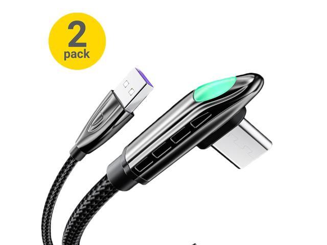 Jansicotek Right Angle USB C to USB C Cable 66W PD Fast Charger 2-Pack