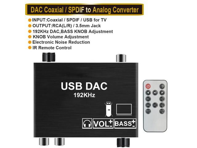 Digital to Analog Audio Converter with Remote, 192KHz DAC