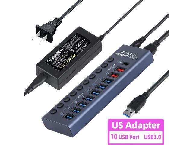 Powered USB Hub,10 Ports USB 3.0 Data Hub with Smart Charging ...