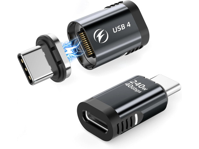 thumbnail image 2 of 🔌 USB Type-C Magnetic Connector – 24Pin USB4.1 / Thunderbolt 4 – 140W Fast Charge, 8K UltraHD – Universal (Black/White) 2 of 4