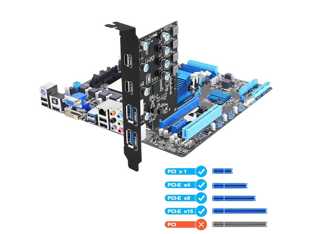 Jansicotek USB PCIE Card 4-Port(2X USB-C - 2X USB-A) PCI Express ...