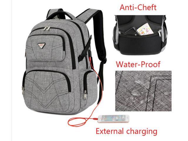 Grey SOCKO Laptop Backpack 15.6 Inch Lightweight Backpack Unisex School Travel Business Backpack College Bookbag Fashion Rucksack/Schoolbag Casual Daypack with USB Charging Port for Women Wen 