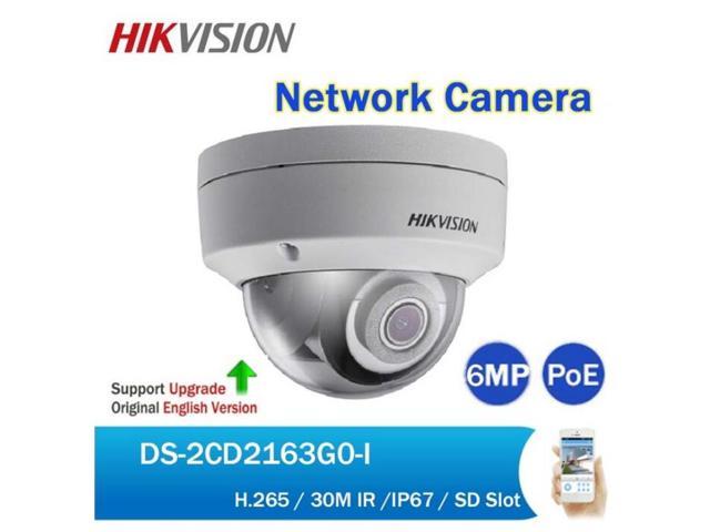 Hikvision Original English System DS-2CD2163G0-I  6MP H.265 Security CCTV Fixed Dome PoE IP Camera replace DS-2CD2185FWD-I IR30m SD Card Slot IP Camera (4 mm lens)